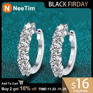 Stud NeeTim 3mm D Couleur Boucles d'oreilles 925 Sterling Sliver Plaqué Or Blanc Hoop Boucle d'oreille pour les femmes de mariage Fine Jewelry 231201