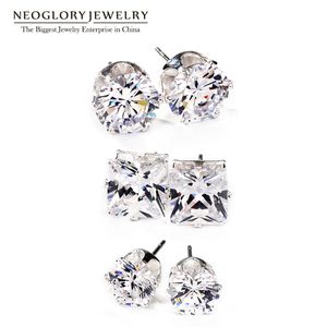 Stud Neoglory Rhinestone kleine witte oorbellen ingesteld voor dames tieners Girls Brand Fashion Jewelry 2021 FA