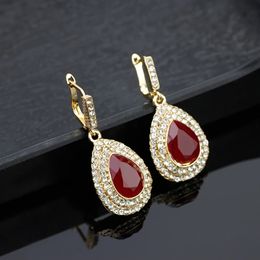 Stud Neovisson Vintage Strass Dames Drop Earring Turkse Retro Goud Kleur Kristal Vrouwen Oorbellen Etnische Sieraden 231115