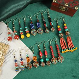Stud Nepal Tibetaans geweven oorbellen Originele ontwerp Ethnische stijl Lange Tassel Tibet Exotic Vintage 230424