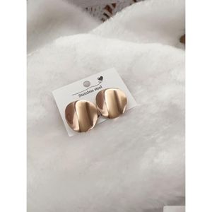 Stud Never Fade High Polished Girl Girl Round Wave 316L Acero inoxidable de acero inoxidable de 18K Pendientes de la fiesta de rosa de la rosa Joya de boda Gif Dhohx