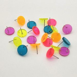 Stud Nieuwe Collectie 14mm 100 stks Acryl Neon Effect Ronde Vorm Oor Stud voor Handgemaakte Oorbel Diy Onderdelen, sieraden Bevindingen Componenten