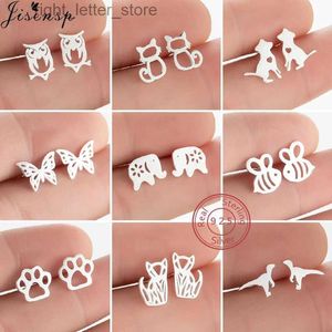 Stud Nueva Moda Pendientes de Plata 925 Joyería Precioso Elefante Mariposa Gato Pata Pendientes para Mujeres Pequeña Abeja Pendientes Niñas YQ231128