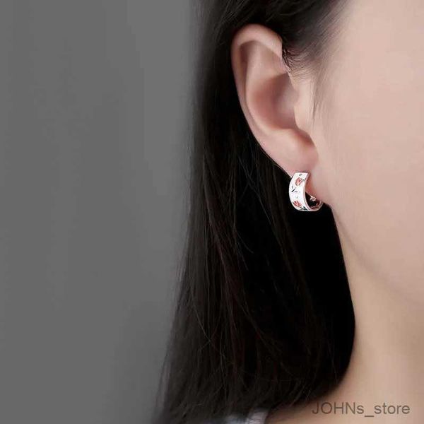 Stud New Fashion Silver Color Tulip Hoop Ooy Earrings for Women Elegant Sweet Email Droping Oil Flower Huggies Ear Backle Bijoux