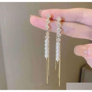 Stud Nouvelle tendance de la mode élégante et exquise perle longue gland boucles d'oreilles femmes bijoux premium cadeau de fête d'anniversaire R231124 Deliv Otd3H