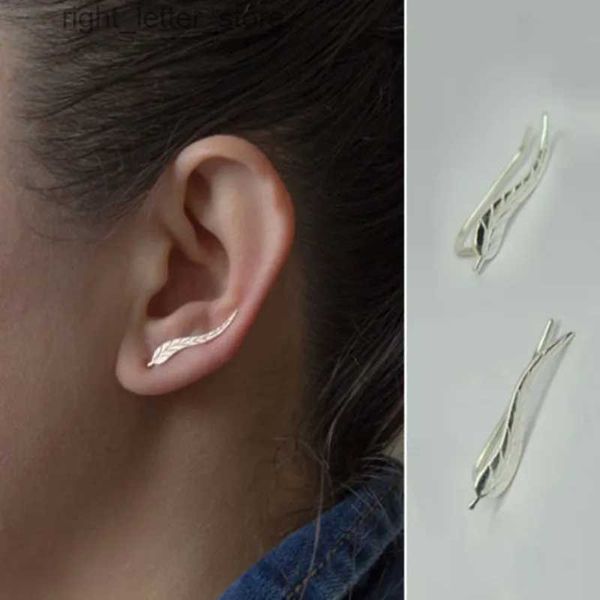 Stud Nueva Moda Mujer Ear Sweep Wrap Color Plata / Color Oro Lady Ear Climber Leafs Ear Cuffs Pendientes Para Mujer Joyería YQ231128