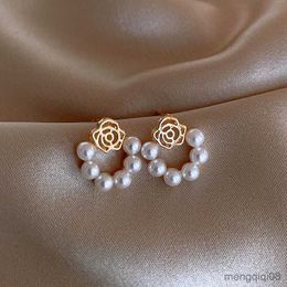Stud New Flower Pearl Pendientes para mujer Trendy Crystal Rose Snowflake Zircon Pendiente Chica Personalidad Joyería Regalos