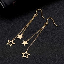 Stud Nouvelles boucles d'oreilles étoiles coréennes pour femmes luxueuses chaîne gland boucles d'oreilles or argent couleur boucles d'oreilles suspendues 2022 tendance bijoux J231218