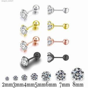 Stud Nouveau médical en acier inoxydable titane acier Zircon cristal 4 broches Tragus Cartilage boucles d'oreilles pour hommes femmes Piercing oreille bijoux L231117