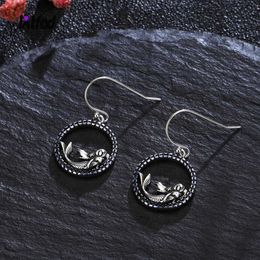 Stud Nouveau style boucles d'oreilles sirène rondes en argent sterling 925 boucles d'oreilles pour femmes bleu zircon bijoux fins accessoires cadeau YQ231211
