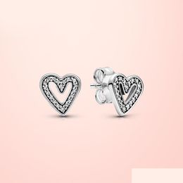 Stud Nouvelle tendance 925 Sterling Sier brillant peint à la main coeur boucles d'oreilles femmes originales bijoux de mode faisant des bijoux de livraison directe E Dhvwn