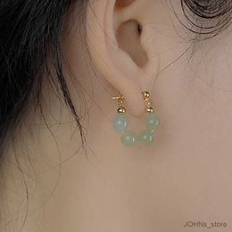 Étalon nouvelle tendance style coréen gold couleur simple verte pierre au-dessus du fermoir cerceau d'oreille pour les femmes cadeaux de bijoux de fête de mariage élégant