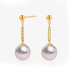 Stud NYMPH 18K Pendientes de oro Pure AU750 Pendientes colgantes Fina Akoya Pearl Ear Jewelry Regalo de fiesta exclusivo para mujeres 7-8mm E603 230719