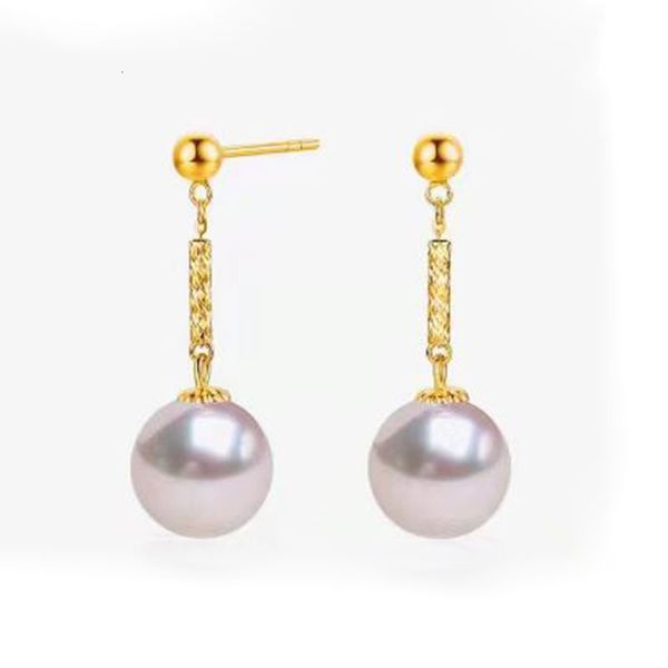 Stud NYMPH 18K Pendientes de oro Pure AU750 Pendientes colgantes Fina Akoya Pearl Ear Jewelry Regalo de fiesta exclusivo para mujeres 7-8mm E603 230719