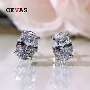 Stud OEVAS 100% 925 Sterling Zilver 57mm Ovale High Carbon diamanten Oorbellen Voor Vrouwen Fonkelende Bruiloft Fijne Sieraden Gift 221119