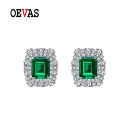 Stud OEVAS 100% 925 Sterling Argent 911mm Émeraude Haute Carbone Diamant Boucles D'oreilles Pour Les Femmes De Mariage Étincelant Bijoux Cadeaux 2211244M