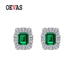 Stud OEVAS 100% 925 Sterling Zilver 911mm Emerald High Carbon Diamanten Oorbellen Voor Vrouwen Sprankelende Bruiloft Fijne Sieraden Geschenken 22113466