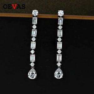 Stud OEVAS 100% Plata de Ley 925 pendientes largos de diamantes de alto carbono para mujer boda fiesta de compromiso joyería fina al por mayor