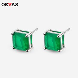 Stud OEVAS Elegante 77mm Vintage smaragd Oorbellen Topkwaliteit Echt 925 Sterling Zilver Bruiloft Bruid band sieraden Geschenken 221119