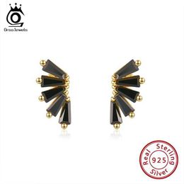 Stud Orsa Jewels 925 Boucles d'oreilles en argent sterling Evil Black Black Fashion Fashion haut de gamme CZ Bijoux APE08 Q240507