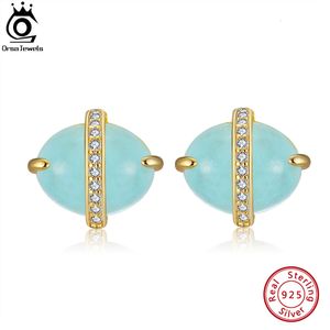 Stud ORSA JEWELS Boucles d'oreilles à tige en aigue-marine naturelle de forme ovale exquise en argent massif 925 pour femmes Boucles d'oreilles Bijoux GME04 230620