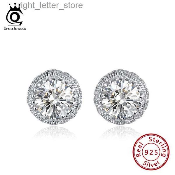 ORSA JEWELS luxe scintillant pierre précieuse pur 925 argent boucle d'oreille forme ronde avec plein Zircon mariée boucles d'oreilles de mariage OSE231 YQ231211