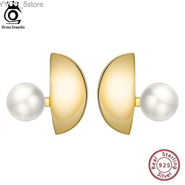 Pendientes ORSA JEWELS Pendientes simples de perlas cultivadas de agua dulce de oro de 14 quilates para mujer Pendientes de plata de ley 925 con perlas Joyería de fiesta GPE48 YQ231107