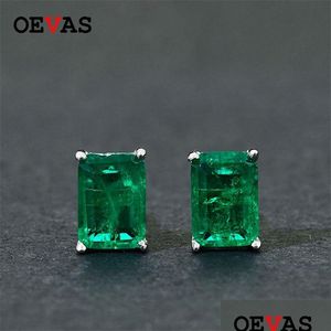 Stud Oveas élégant Vintage Simation boucles d'oreilles émeraude pour les femmes de qualité supérieure 925 Sterling Sier vert Zircon fête bijoux cadeau Drop Del Dhl6T