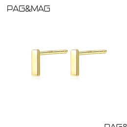 Stud Pag Mag Solid 14K Gold 585 T Bar Oorbellen Minimalisme Echt Voor Vrouwen Koreaanse Vierkante Pendientes Fijne Sieraden 210325 Drop Delivery Dhkud