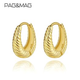 Stud Pagmag Twisted Hoop Oorbellen Sterling Sier Geometrische Waterdruppel Clip op Oorbellen voor Vrouwen Gouden Kleur Trendy Fijne Sieraden