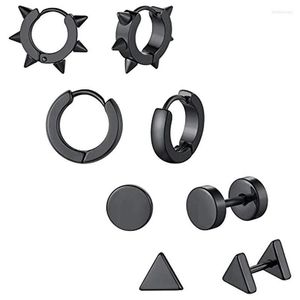 Studparen roestvrij staal scharnierende knuffel oorbellen voor mannen dames punk bengelen spikes/cross piercing oorrang set blackstud kirs22