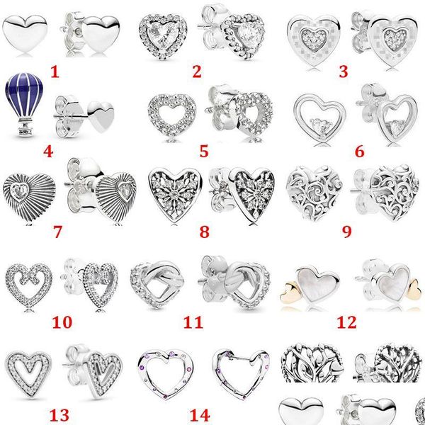 Stud Pandora Elevated Heart Earring Noué Fan Capturé Coeurs Style Boucles D'oreilles 925 Sterling Sier Brincos Bijoux Drop Delivery Dhxbz