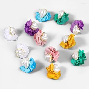 Stud Pauli Manfi Mode Métal Imitation Perle Tissu Fleur Boucles D'oreilles Accessoires De Fête Pour Femmes Stud Odet22 Farl22