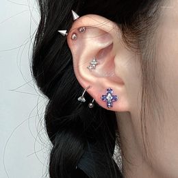 Stud PCS Zirconia Cross -oorbellen Hiphop Punk Koel Roestvrij staal C Vorm Kraakbeen Tragus Loboor Piercing oorbellen Studstudstud Mill2222