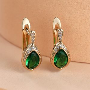 Stud Peer Cut Koningsblauw Rood Roze Zwart Groen Steen Hoepel Oorbellen Voor Vrouwen Champagne Goud Kleur Teardrop Zirkoon Bruiloft sieraden Cadeau 230830