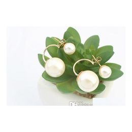 Stud Pearl Boucles d'oreilles Fashion Pretty Wholesale China Channel Jewelry Korean Double Pearls Boucles d'oreilles Bridal Gold Big Candy Ball Drop Deliv Dhaky