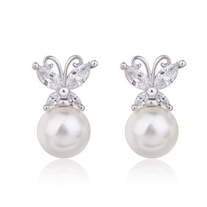 Stud Pearl -oorbellen voor vrouwen Tassel Butterfly Bruid Girl Party Engagement Sieraden Gift Sier Drop Delivery DHEQ5