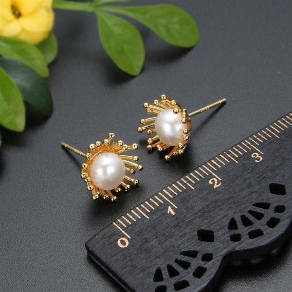 Boucles d'oreilles de perles étalon d'eau douce d'eau douce pour les femmes bijoux de mode de fête belle feuille de fleur 292e