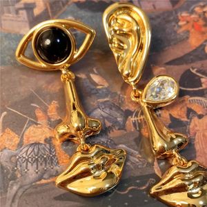 Stud personnalité yeux boucle d'oreille oeil du diable nez bouche pour femmes hommes Y2K Punk Vintage bijoux couleur or métal 231127