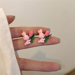 Stud roze oor ins zoet en mooie oorbellen zonder oargat clip