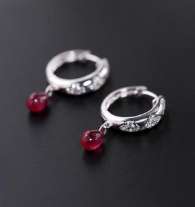 Stud Plain Ruby Earring 039S Day Echte edelstenen 925 Sterling Silver Water Drop Geschenk 2210221582558