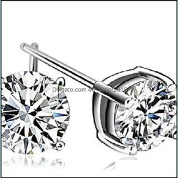 Poésie à étalons du magasin juif Round Moissanite Cut total 1,00 cm Test de diamant passé Sier Bijoux de boucle d'oreille Girlfriend Girly 1 W2 Drop délivre DHD0H