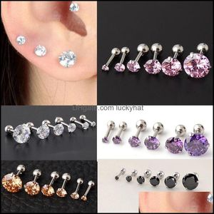 Stud Pretty Earrings Mens Women Women Fashion Bone Nail Small Piercing Body Jewelry Zirconia Drop Delivery DHW5L