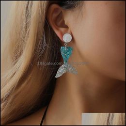 Stud Pretty Mermaid Beautifly oorbellen Ethnic Bohemia Summer Paillettenhars Fishtail For Women Fashion Jewelry Luxury Drop D Carshop2006 DHAP7