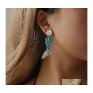 Stud Jolie Sirène Beautifly Boucles D'oreilles Ethnique Bohême D'été Sequin Résine Queue De Poisson Pour Les Femmes De Mode Bijoux De Luxe Drop Delivery Dhfce