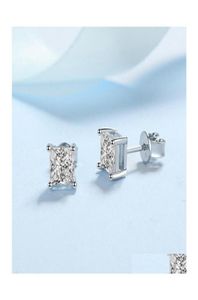 Stud Princess Cut 2Ct Test de diamant réussi Plaqué rhodium 925 SierColor Boucles d'oreilles Bijoux Couple Cadeau 220211 Drop Delivery Dhucy5991722