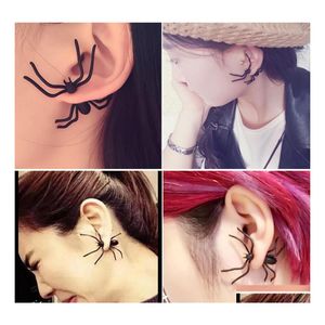 Stud Punk Black Spider Charm Oreille Femmes Halloween Party Soirée Cadeau Boucles D'oreilles Pour Dames Mode Bijoux Drop Delivery Otx4D