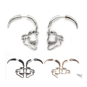 Stud Punk Kc Or Sier Couleur Skl Boucles D'oreilles Pour Femmes Homme Vintage Rétro Creux Squelette Oreille Gothique Steampunk Hallowmas Bijoux Cadeau Dr Otbhw