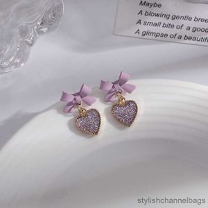 Stud Purple Bow Love Boucles d'oreilles No Hole Ear Clips Sweet Heart Clip On Earring Sans boucles d'oreilles minimalistes