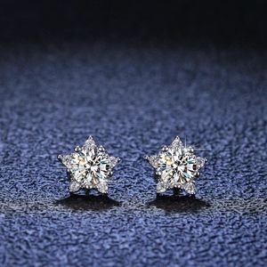 Stud QUKE Real Diamond Star Boucles d'oreilles 0 5ct D Couleur VVS1 Pure 925 Sterling Silver pour les femmes Mariage Fine Jewelry EA012 230804